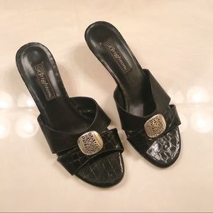 Brighton Kaye Black Kitten Heel Sandals Size 7.5